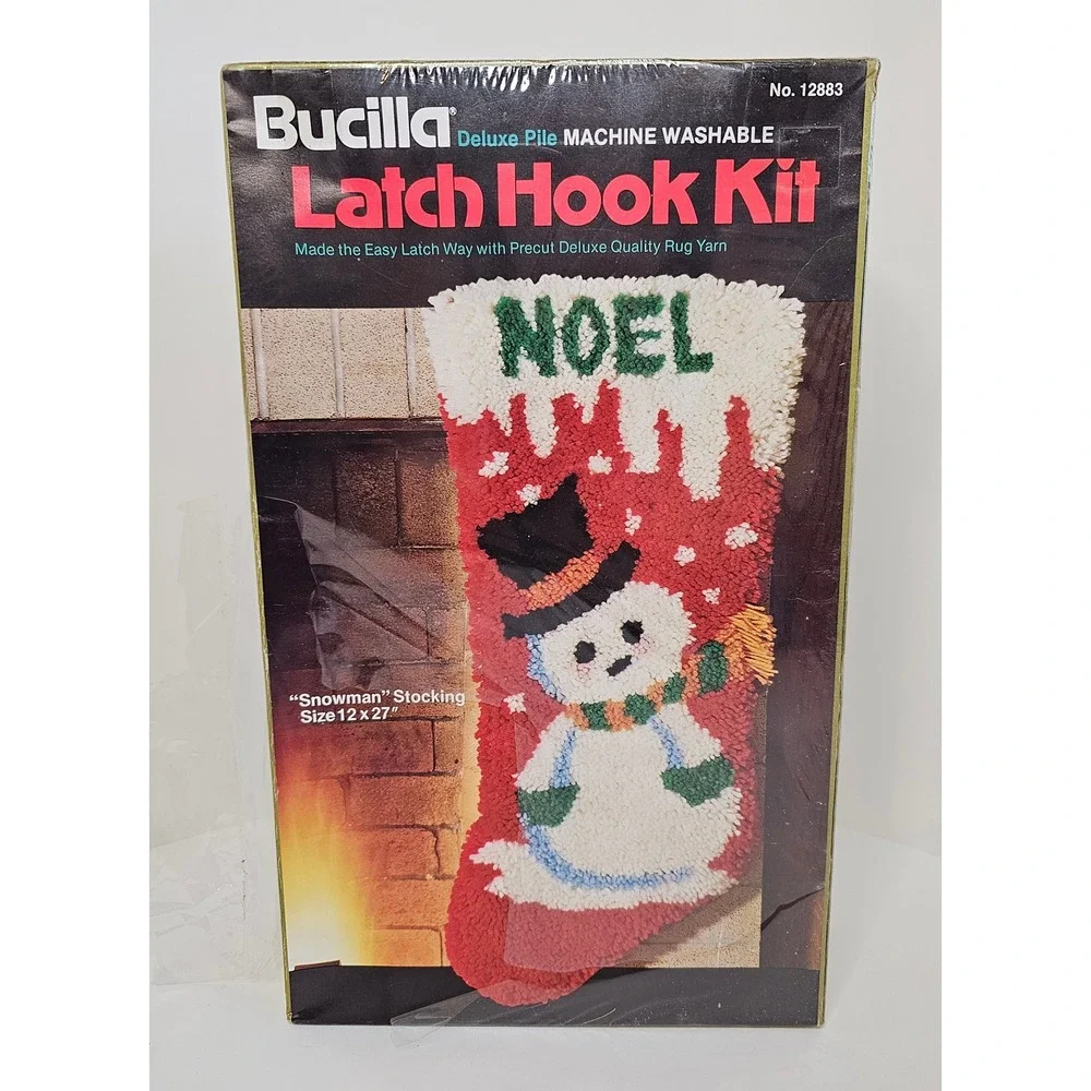 Bucilla Santa's Snowman Stocking Latch Hook Rug Kit  12